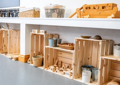Wooden play resources at Monmouth Day Nursery